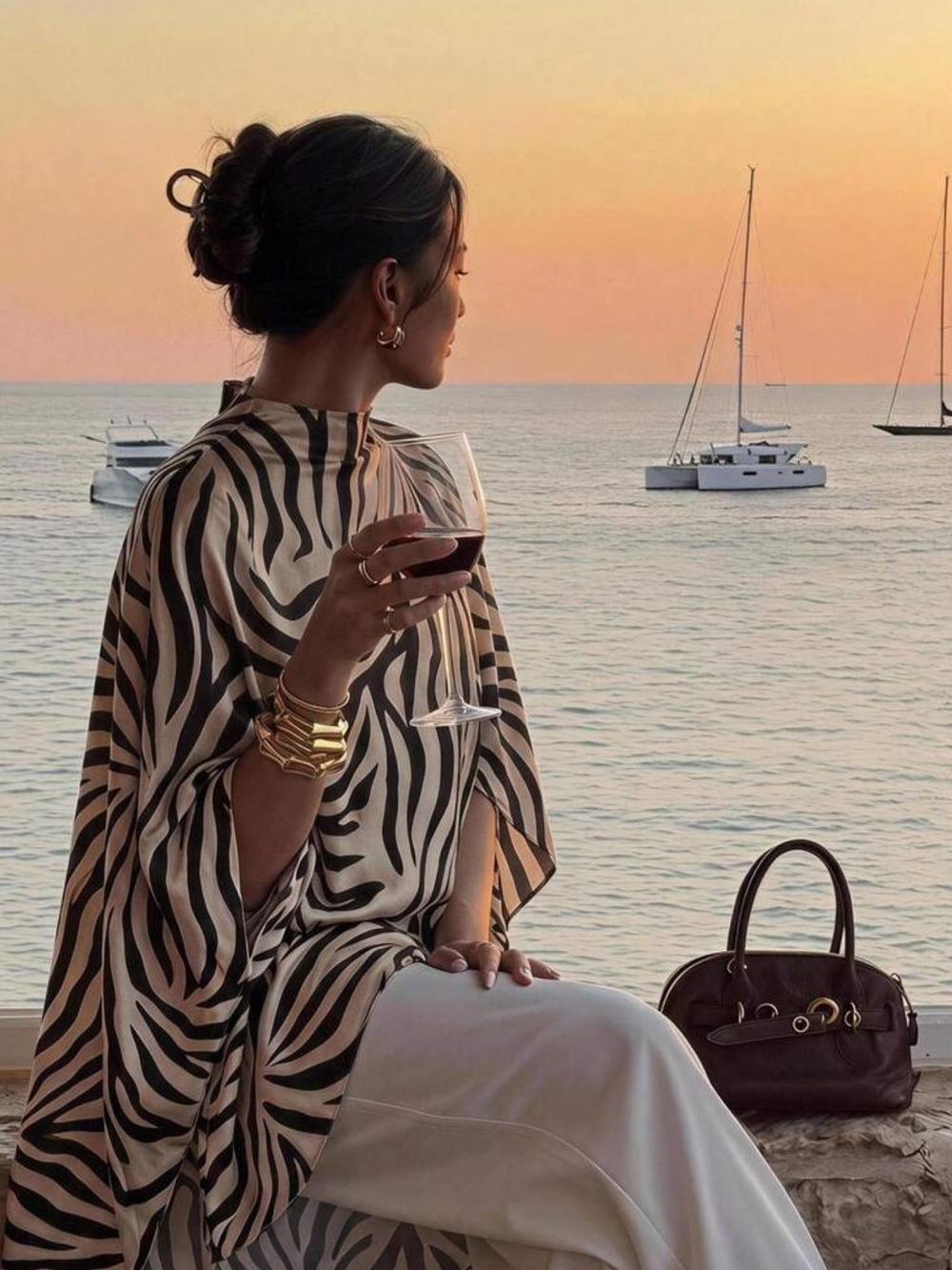 COSMINA Women's New Casual Street Wear Elegant Elegant Zebra-Print Asymmetrical